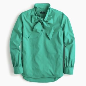 J. Crew S Cotton Tie-Neck Top J6236 Dublin Green